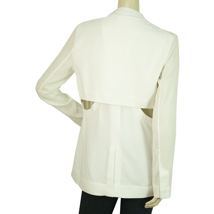 Helmut Lang White Cutout Single Button Front Long Blazer Jacket size 6