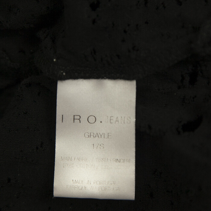 IRO Grayle Black Cotton Short Sleeve T-shirt Top with Holes size XS