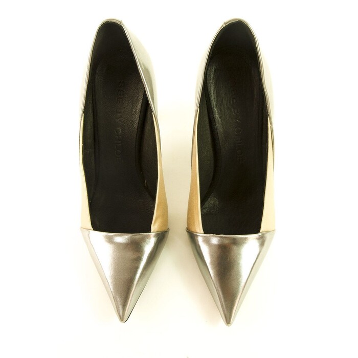 SEE by CHLOE Silver Pointy Heels Size 37 pumps