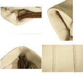 Callista Crafts off white leather with brown braided wristlet clutch bag handbag
