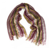 Multicolor Purple Stripes Ruched Long Scarf Wrap Cache Col