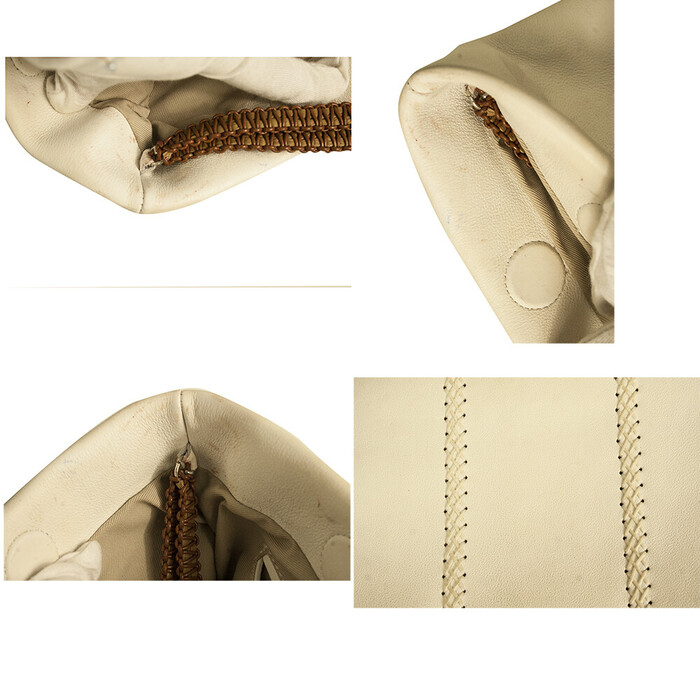 Callista Crafts off white leather with brown braided wristlet clutch bag handbag