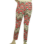 Missoni Multicolor Pattern Red Waves Cotton Blend Summer Trousers Pants Size 40