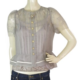 Marc Jacobs Lavender Gray Organza Lace Cami Top Cardigan Set size 4