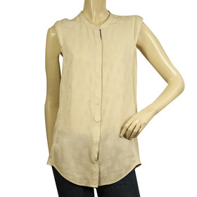 Zadig and Voltaire Texas Zac Deluxe Cream Zacquard Sleeveless Silk Top - Size M