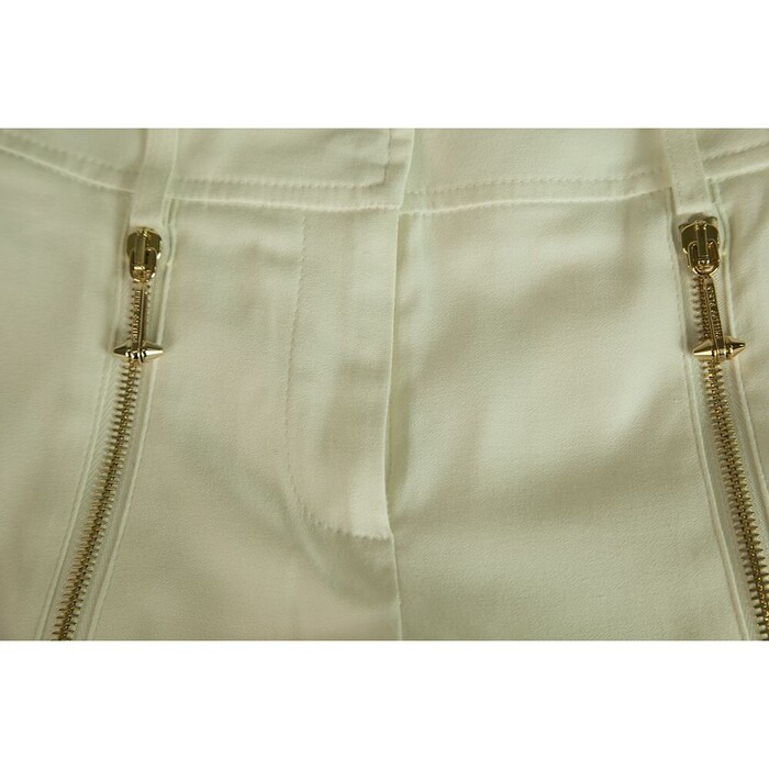 Philipp Plein Couture Off White Ivory Gold Exposed Zippers Trousers Pants sz 42