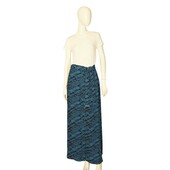 Kenzo Black & Blue Summer Maxi Long Wrap Tie Viscose Skirt size 36 w. Pockets