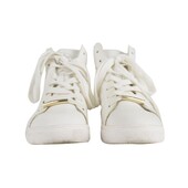 Juicy Couture Quilted White Leather High-Top Sneakers Wedge Trainers Shoes 7.5