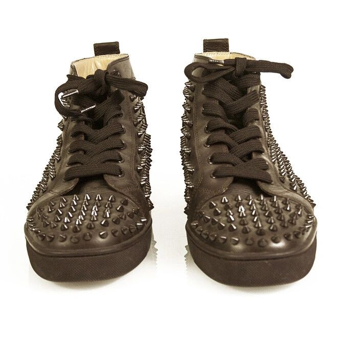 Christian Louboutin Brown Leather Mens Louis Allover Spikes High