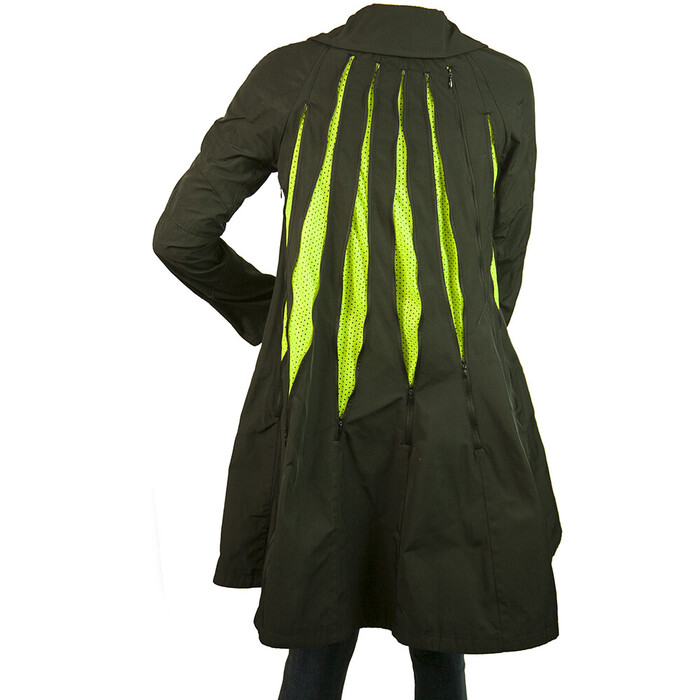 Philipp Plein Black Midi Raincoat Trench Rain Mac Jacket with lime net size S