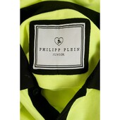 Philipp Plein Junior Yellow Black Polo Neckline Top Cotton for boys