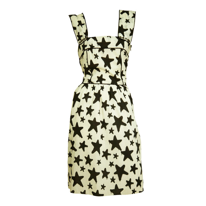 Viktor & Rolf Black & White Stars Pattern Cotton Sleeveless Knee Length Dress 42