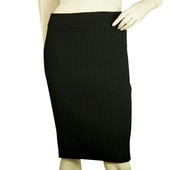 T by Alexander Wang Black Ribbed Elasticated Knee Length Skirt size M