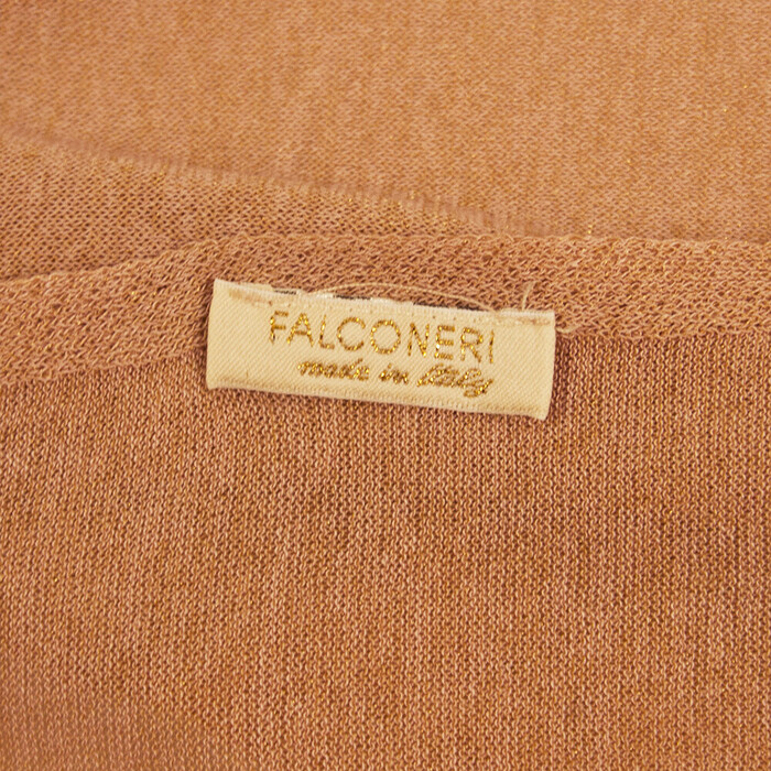 Falconeri Beige & Pink Long Scarf Cotton Knit Sweater Long Sleeves Top size M