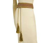 Roberto Cavalli Pink Velvet Gold Cord Tassels Tie Waist Belt size M