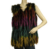 Genuine Rabbit / Marmotte Fur Multicolor Vest Sleeveless Jacket Coat Gillet