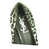 Yves Saint Laurent Gray Leopard Calf Hair Tribute Tribtoo Heels Pumps 40 Shoes