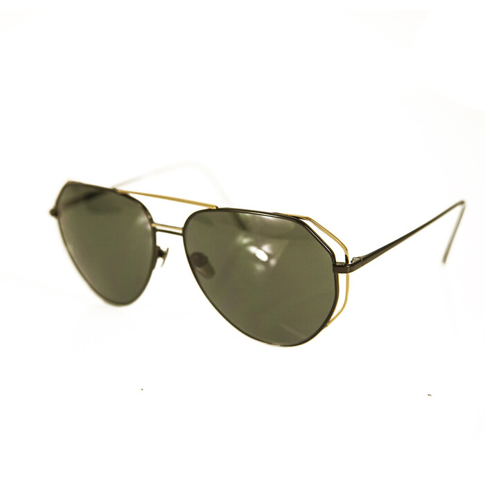 LINDA FARROW 351 oversized aviator sunglasses 22 carat gold-plated titanium