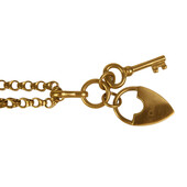 Chloe Gold Tone Metal Long Chain logo Padlock Necklace