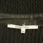 Gerard Darel Black Perforated with Leather Front Pocket T- Shirt Top Size 44