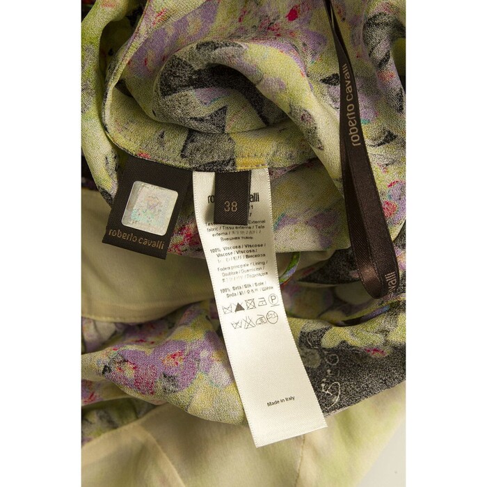 Roberto Cavalli Floral 100% Silk Multicolor Cami Top Sleeveless Blouse size 38