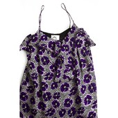 Milly of New York Pansies Purple Silk Floral Sleeveless Cami Top - Sz 4