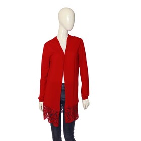 Emilio Pucci Red Virgin Wool Knit &amp; Lace Open front Cardigan Cardi size L