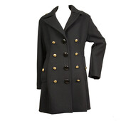 Louis Vuitton dark blue wool angora blend classic coat with gold buttons sz 38