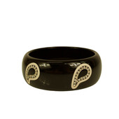 ETRO Women's wide black Paisley Rhinestone bangle bracelet