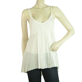 Pringle of Scotland White Spaghetti Straps Cami Long Pleated Top size S