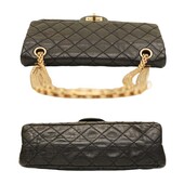 Chanel 2.55 Reissue 225 Double Flap Bag in Black with gold tone hardware small