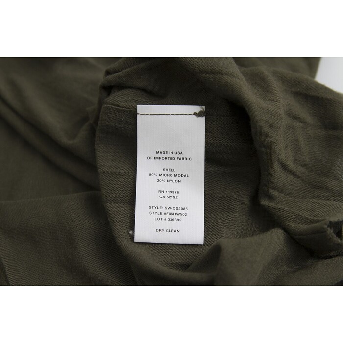 Helmut Lang Khaki Green Oversize V - Neckline T-Shirt Top Size S