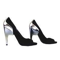 Pierre Hardy Twotone Black Suede and Silver Leather Stiletto Pumps  41