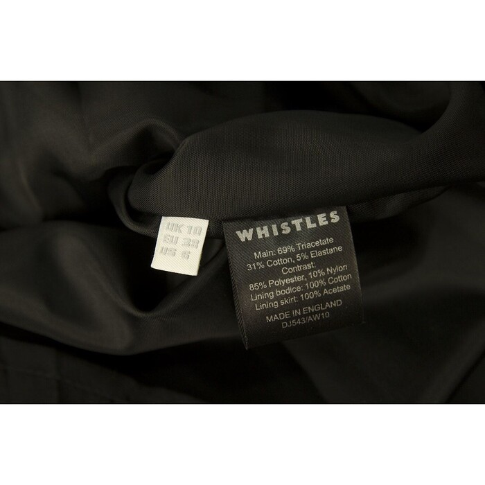 Whistles Black Gold Paneled One Shoulder Draped Mini Dress size UK 10 Eu 38