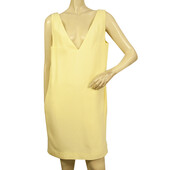 Dondup Yellow Viscose Mini Sleeveless V Neckline Tank Dress size 42 w. Pockets