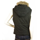 Polo Jeans Ralph Lauren Zipper Front Sleeveless Vest Jacket Faux Fur Hood size M