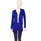 Emilio Pucci Blue Virgin Wool Knit & Lace Open front Cardigan Cardi