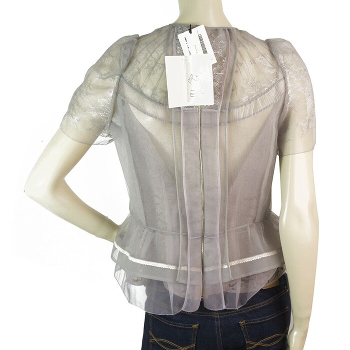 Marc Jacobs Lavender Gray Organza Lace Cami Top Cardigan Set size 4