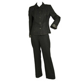 Akris Punto Woolen Blazer Jacket & Striped Pants Trousers Suit Set size Fr 38