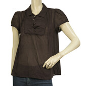 Marc Jacobs Burgundy Striped Cotton Tunic Shirt Top Blouse w. Buttons size 6