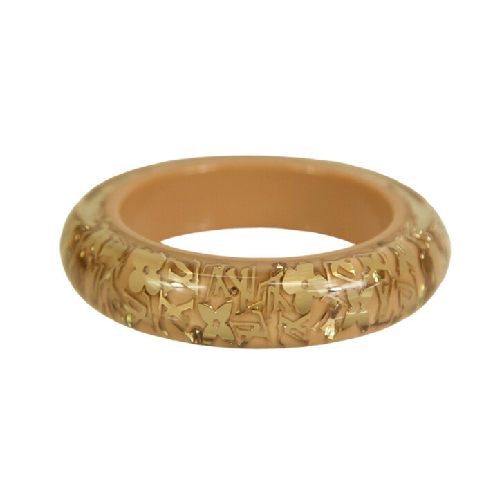 Louis Vuitton beige with gold Inclusion resin sequins bangle bracelet