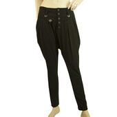 Black Pleated Button Front Closure Breeches Pants Trousers - size 40 It / US 4