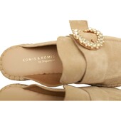 Komis & Komis Beige Suede Bejeweled Buckle Flatform Mules Shoes size 40