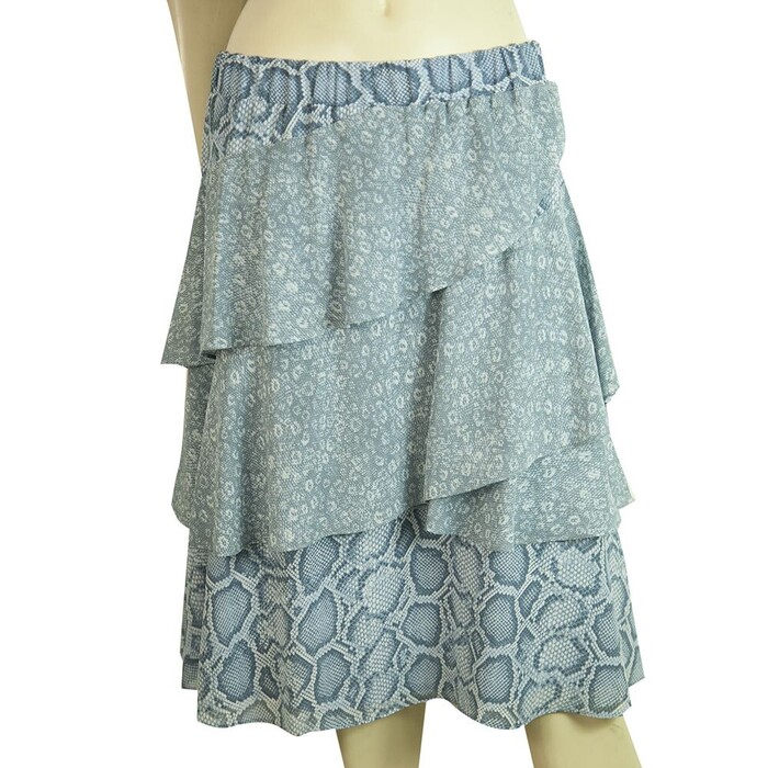 Michael Michael Kors Blue Ruffled Snake Pattern Midi Knee Length Skirt Size S