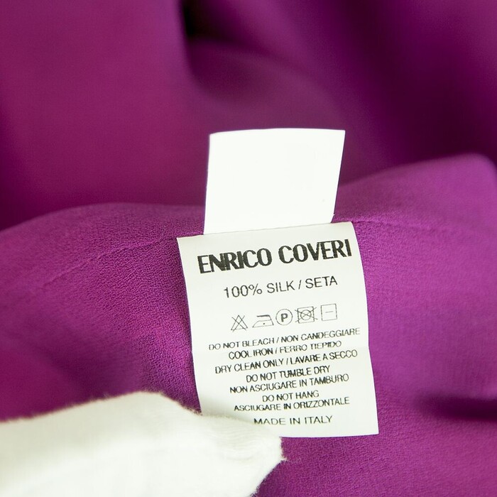 Enrico Coveri Fuchsia 100% Silk Off Shoulders Maxi Evening Gown Dress size 44