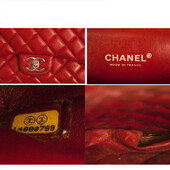 CHANEL Red Caviar Leather Classic Double Flap Maxi Bag Silver hardware