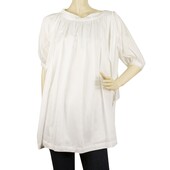 See by Chloe White Cotton w. Small Pleats Tunic Top Oversize Blouse size 38