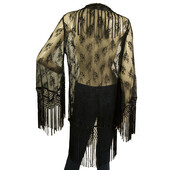 Antica Sartoria by Giacomo Cinque Black Lace Long Fringes Kimono Cardigan M