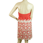 Tibi 100% Silk Red & White Floral Strapless Mini Dress size 2