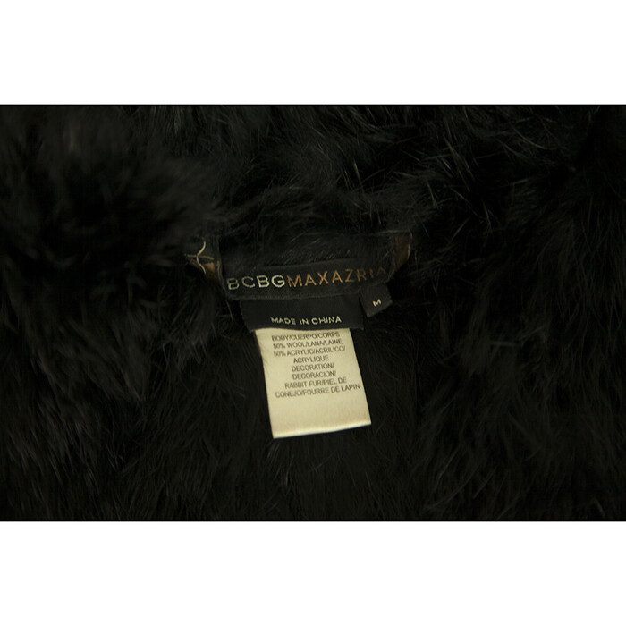 BCBG Max Azria Black Lapin Fur Vest Sleeveless Jacket Gillet size M